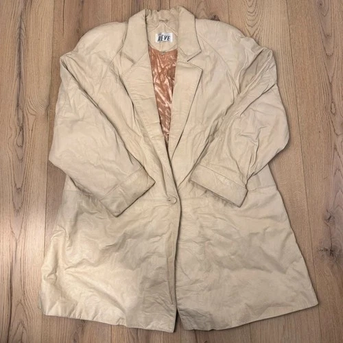 Vintage Ton Rêve Cream Leather Jacket Women’s Large UK 14–16 - product listing photo