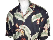 Aftco Bluewater 3XL Fauna on Black Rayon/Cotton Hawaiian Shirt