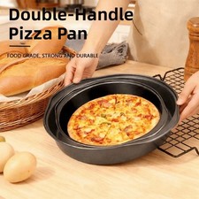 Round Pizza Pan Microwave Oven Pan Chip Tray Dish Carbon Steel Non-stick Mold
