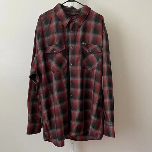 Dixxon 4X Red The Count Flannel Shirt D-Tech Plaid Snap Button Long Sleeve Mens - product listing photo