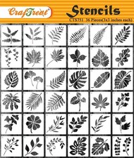 36-Piece Leaf Stencils for Painting, Small Tropical Leaves, 3x3 Inches, Reusa...