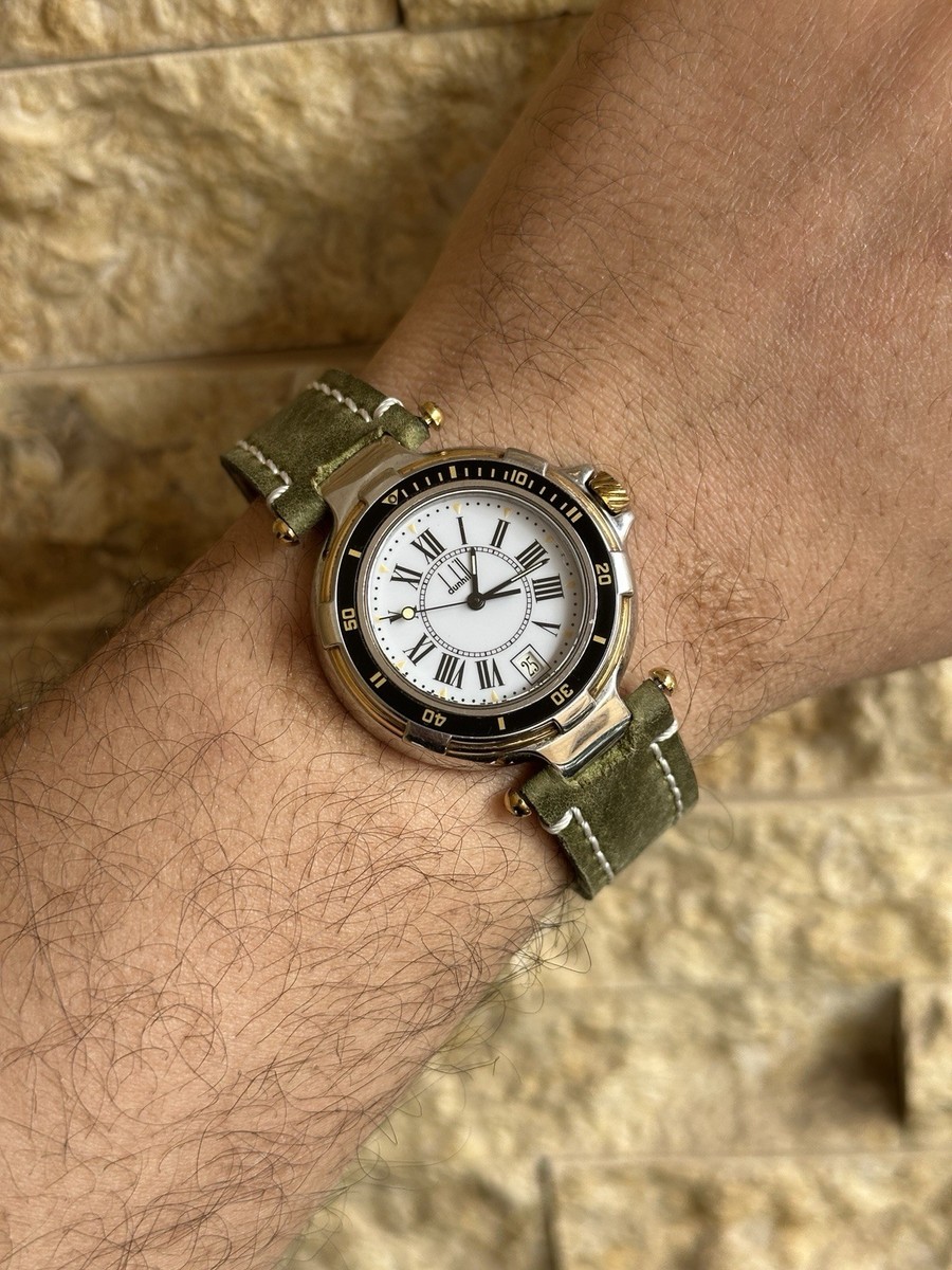 Dunhill Millennium Diver Quartz 36mm Vintage Swiss Gold Bezel Two 