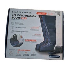 Sharper Image Air Compression Boots Large/XL 5 Intensities, 5 Massages - Blue