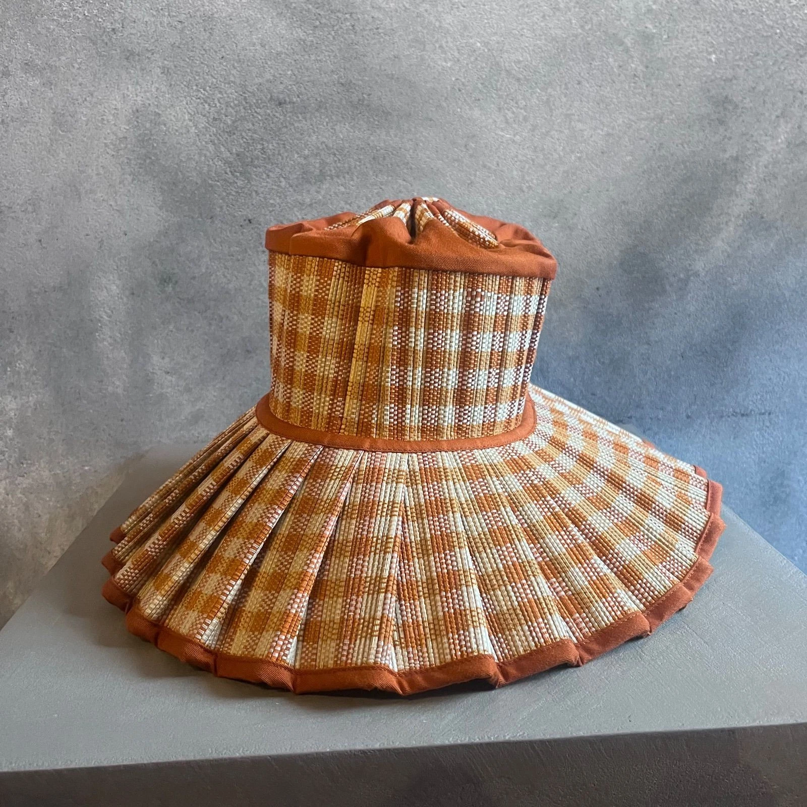 LORNA MURRAY Sahara Sun Hat Straw Orange M Organic Glass Fiber Authentic