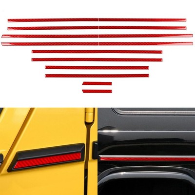 14Pcs Red Carbon Fiber Side Car Body Trim Strips For Benz G500 G63 W463 1999-18