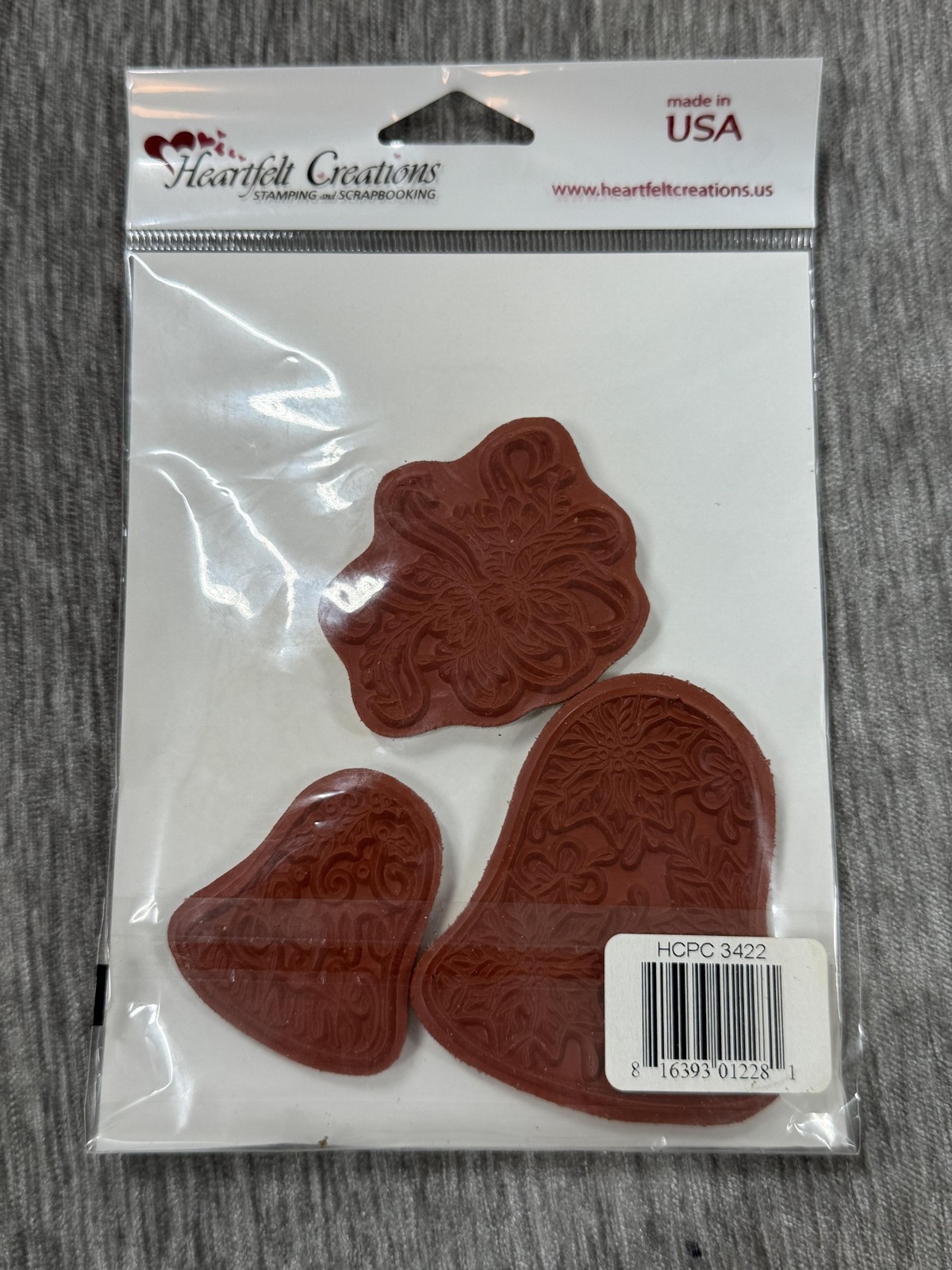 Heartfelt Creations Poinsettia Cheer Bells PreCut Stamp Set HCPC 3422 USA Xmas