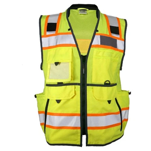 KISHIGO 1823-XL High-Visibility Vest,Black/Lime,Men's,XL 812EU1 - product listing photo