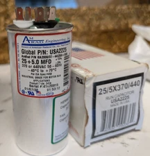 AMRAD USA 2225 Round Run Capacitor 25/5 MFD 370/440 VAC