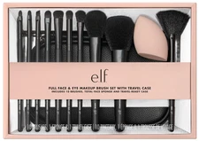 e.l.f. Full Face & Eye Makeup Brush Set with Travel Case, 10 Face & Eye Brushes