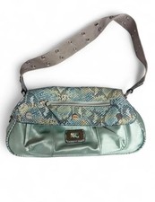 GUESS Vintage Y2K Snakeskin teal small purse grommet fabric strap