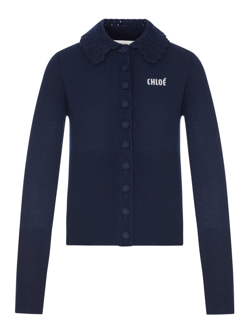 CHLOE Ink Blue Wool Cardigan New & Authentic