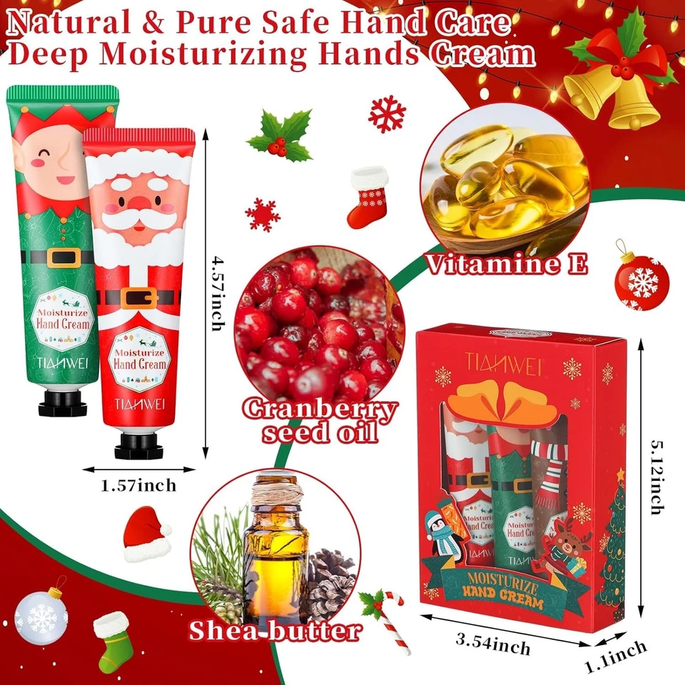 30 Piezas Crema de Manos de Navidad Regalo a Granel con Cajas de Regalo Tamaño de Viaje Hidratante... Foto 4 de 4