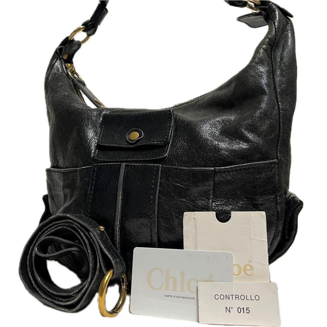 Chloe y2k Eloise 2WAY Handbag Leather Black 634 | eBay