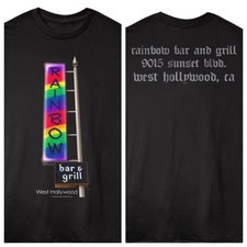 Rainbow Bar and Grill T-Shirt Adult SUNSET TRIP HOLLYWOOD, CA SIGN Music Black