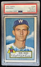 1952 Topps Bob Ross Rookie RC Auto Autograph #298 PSA 6 Auto 6 Senators