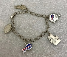 7 1/2" Silver Tone Charm Bracelet, Buffalo Bills 1 Fan, WinCraft, JWL-977