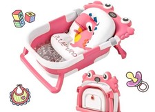 Wiqins Collapsible Baby Bathtub/Newborns with Thermometer and Soft Floating Cush