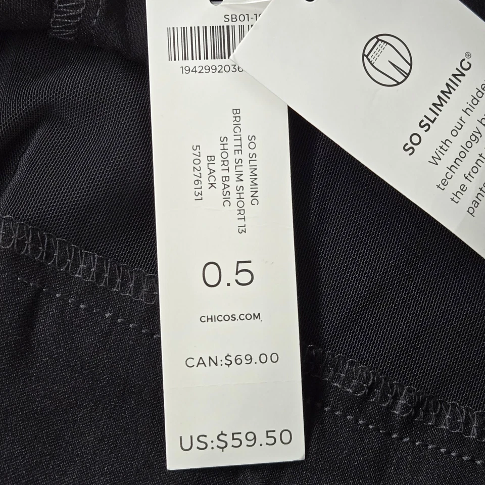 Chico's 女式短裤 US 6 黑色修身 Brigitte So 瘦身口袋 12 英寸内缝全新带标签 — 第 3/4 张图片