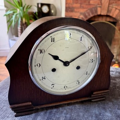 Vintage Enfield Kaminuhr Eiche Gehäuse Gong Schlaguhr voll gewartet UK