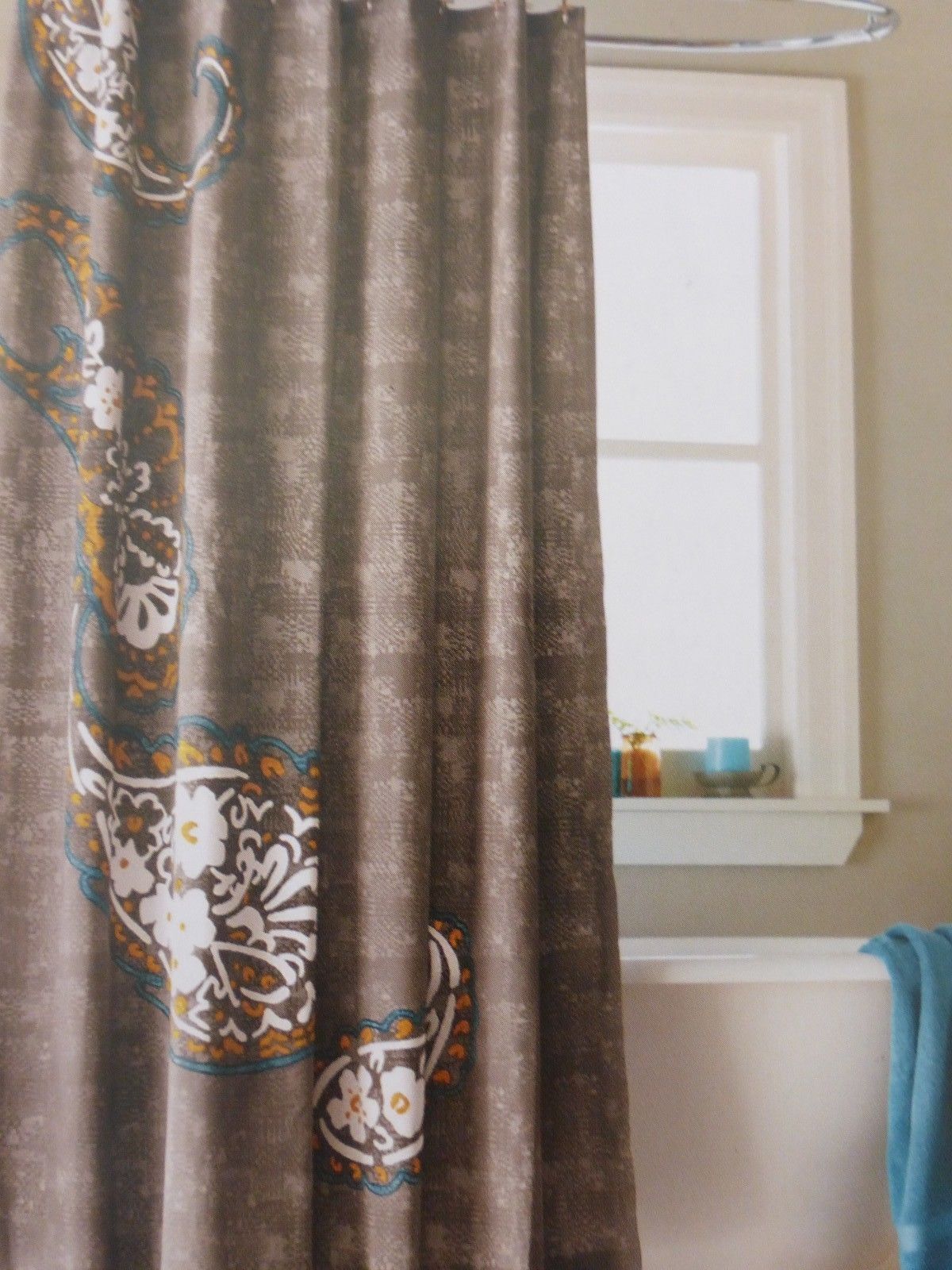 Threshold Paisley River Birch Fabric Shower Curtain 72" x 72" NIP