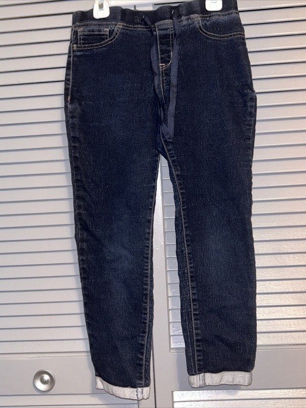 LEI Jeggings Girls Size Small Pull On Stretch Denim Drawstring Dark blue