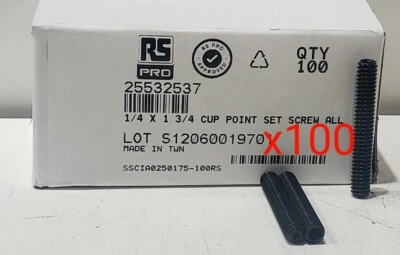 RS PRO BY ALLIED 1/4-20 x 1 3/4 Alloy Cup Point Allen Socket Set Screw Coarse Black Oxide QTY 100