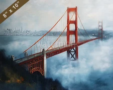 Golden Gate Bridge with fog oil painting 8x10 Print