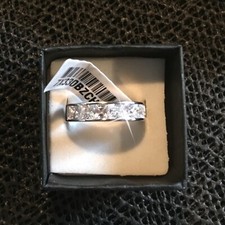 3 Carat Princess Channel Set Austrian Zircon Ring 14k White Gold over Base
