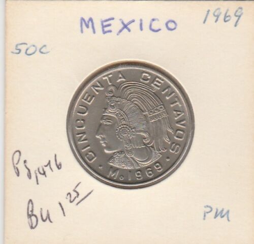 Mexico 1969 Uncirculated 50 Centavos Coin km451 See Scans & Judge For Yourself