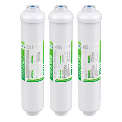 3 Pack Post Carbon Inline Water Filter Quick Connect 1/4" QC Fridge Ice-maker
