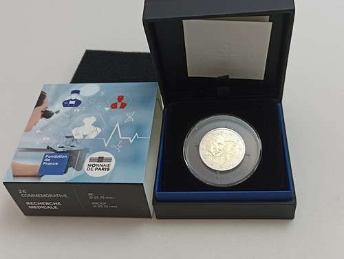 Francia 2020 2€ 2 Euro Ricerca Medica PP Proof Placca Lucida