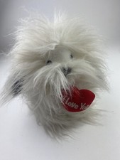 Vintage Plush Fluffy Dog Walmart White Black Red Heart I Love You Puppy Korea