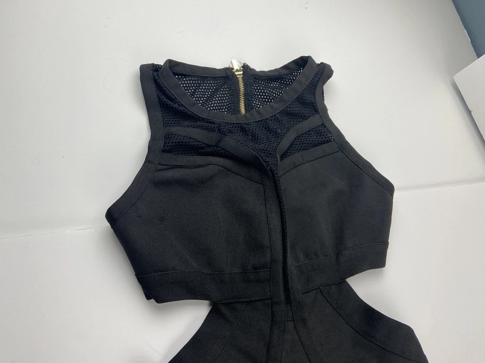 Mini Vestido Para Mujer WOW Couture Negro Vendaje Mediano M Malla Recorte Trasero Foto 2 de 4