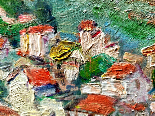 SIGNED PAINTING YVONNE THIVET HARD CAGNES SEA CHÂTEAU GRIMALDI SAINTE-ANNE QUARTER - Picture 3 of 6