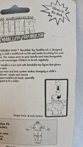 Vintage 1997 Mas Brands Marvel Incredible Hulk Glow in the Dark Toothbrush - Picture 8 of 10
