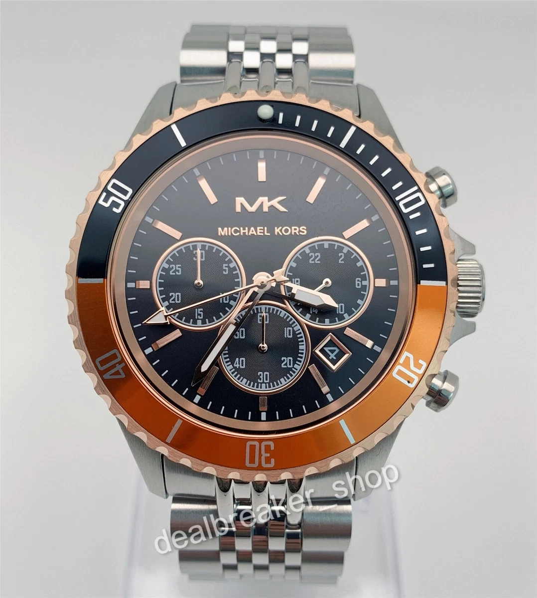 Michael kors men's rose gold and black watch online