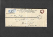 GB Stationery 1912 KGV 3d  W  Registered Envelope size H2 LONDON to Cardiff RP27