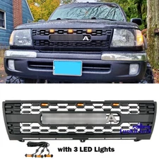 Front Grille For Toyota Tacoma 1997-2000  Bumper Grill Matte Black W/3LEDs ABS