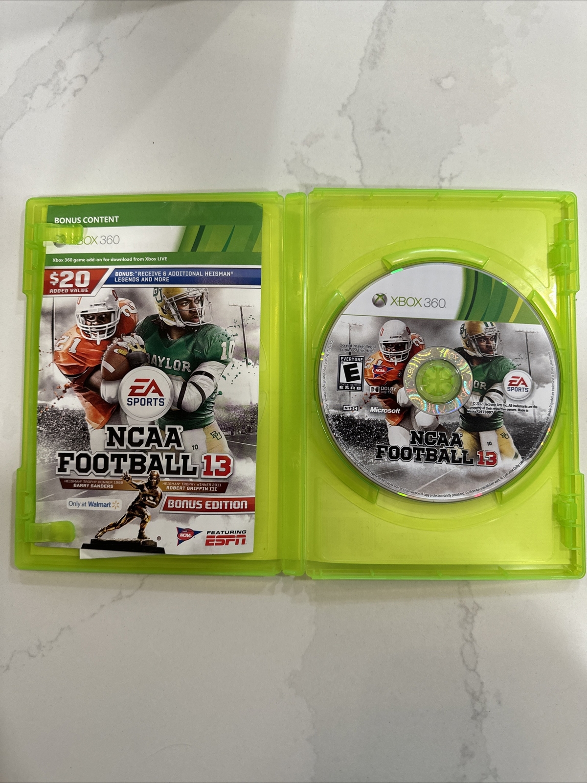 NCAA Football 13 Xbox 360 Registration Card + GameStop Receipt + Case