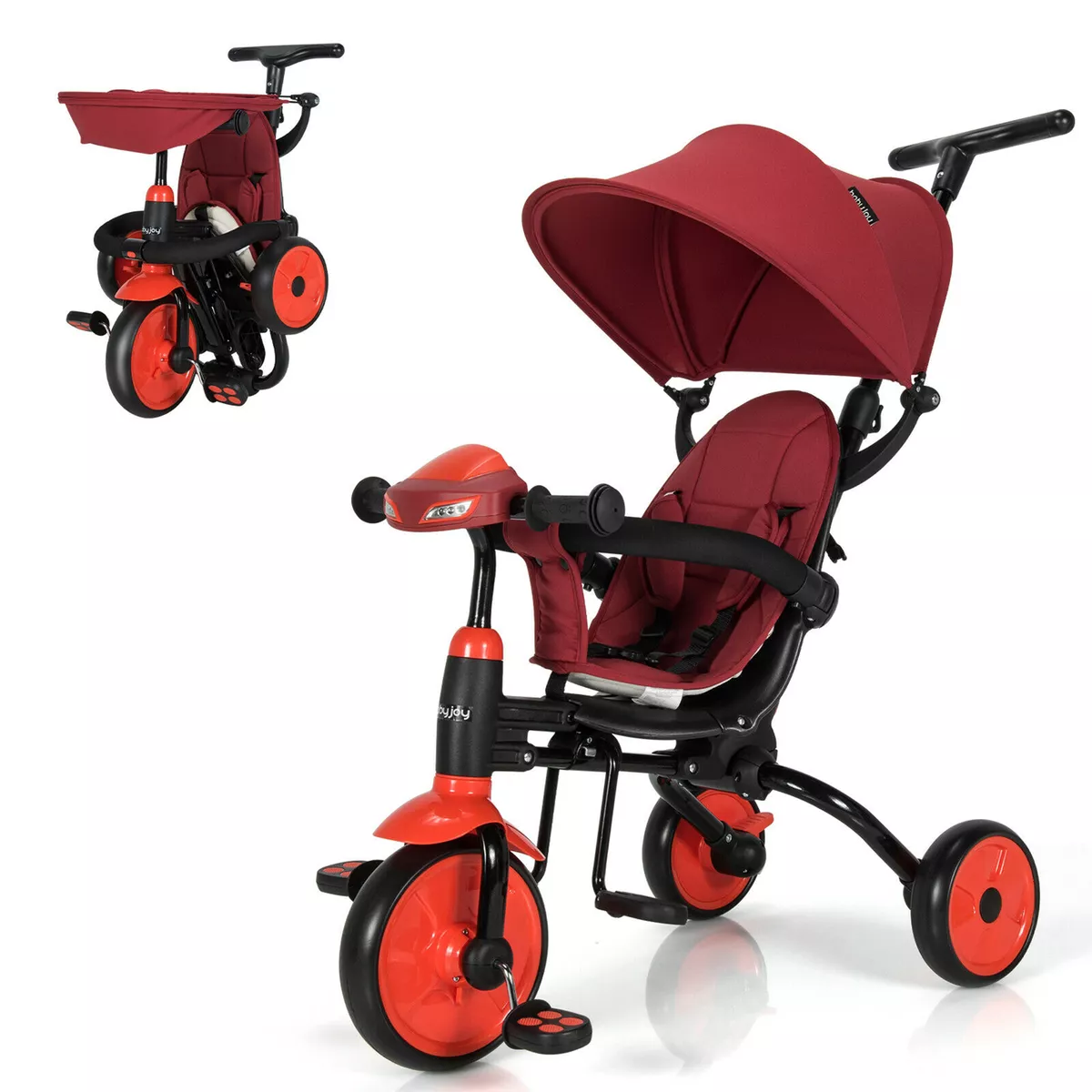 6 in 1 Foldable Baby Tricycle Toddler Bike Stroller W Adjustable