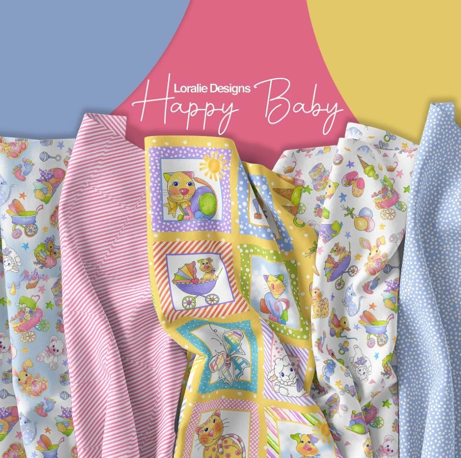 Fat Quarter - Happy Baby, Busy Baby Blue Cotton Fabric - image 4 of 4