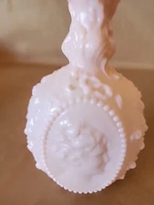 Antique Milk Glass Portrait Bottle With Flame Finial