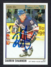 Darrin Shannon #146 signed autograph auto 1992 O-Pee-Chee Premier Hockey Card
