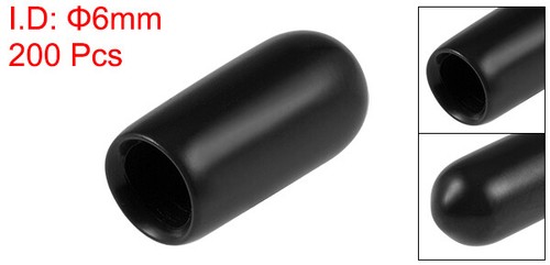 200pcs 1/4"(6mm) Round Black Vinyl End Cap Screw Thread Protector Rubber Caps - 第 2/7 張圖片