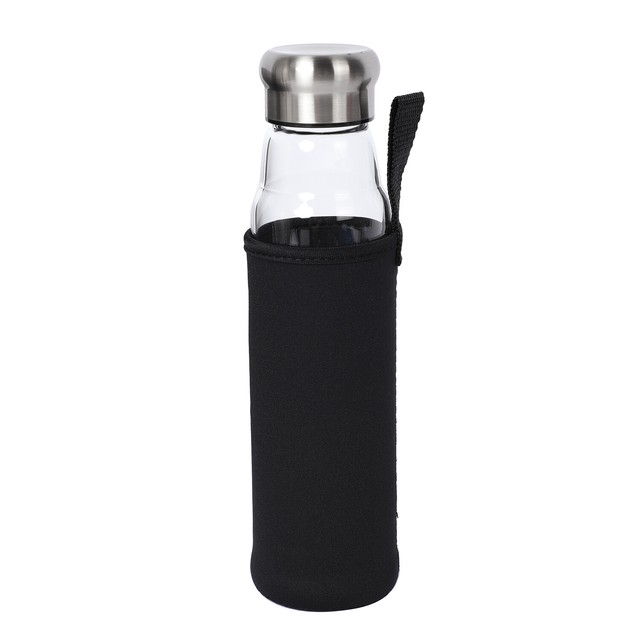 Silver Glass Stainless Steel Water Bottle with Karelian Shungite Stone