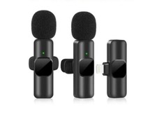 2 pack Wireless Lavalier Microphone Portable Audio Mini Mic for iPhone 