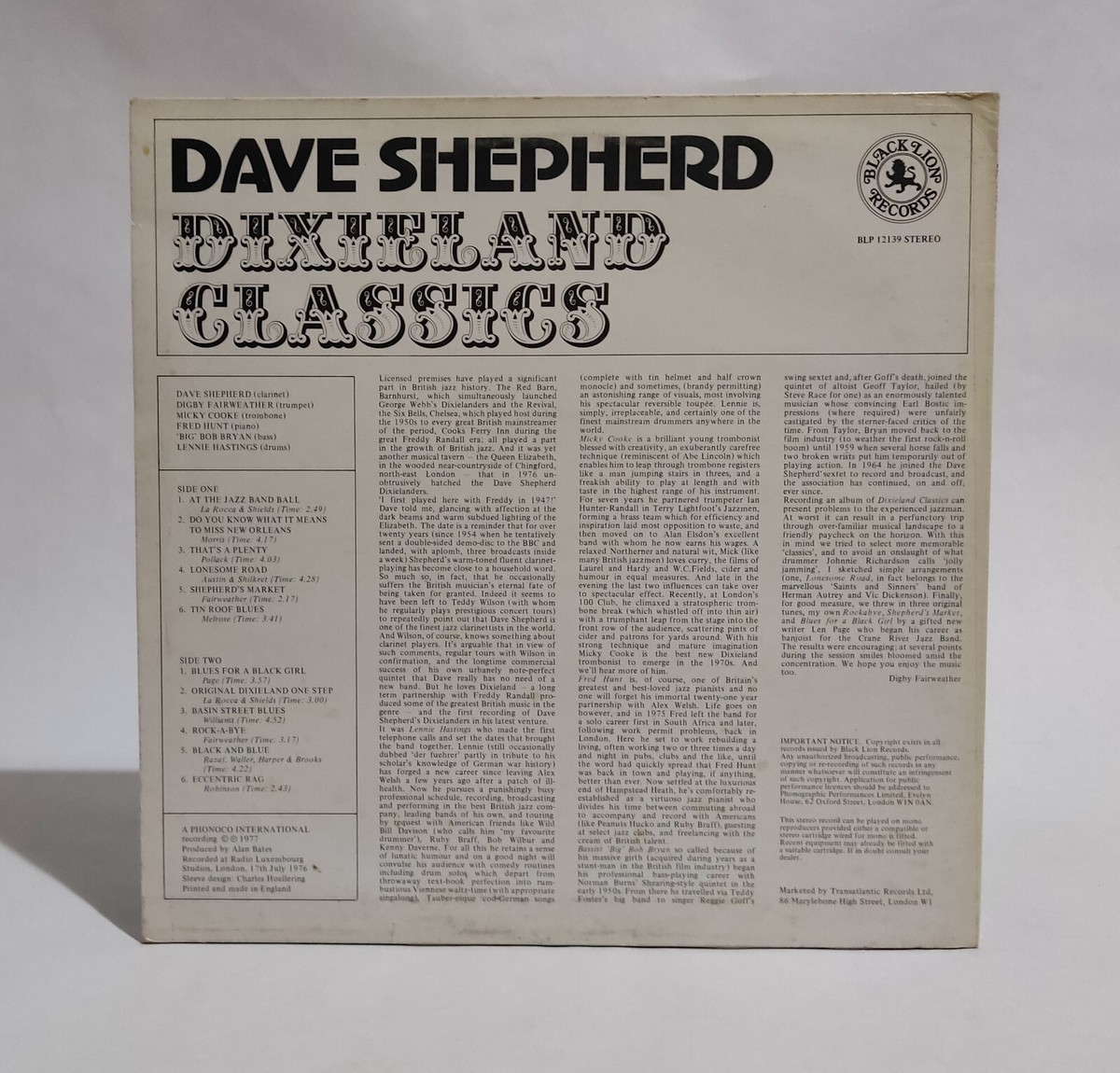 Dave Shepherd - Dixieland Classics - Music Vinyl Record | eBay
