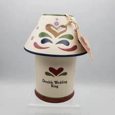 Vtg JIM SHORE Candle Jar Shade Jar Holder Dbl Wedding Ring 2 pc Heartwood Creek