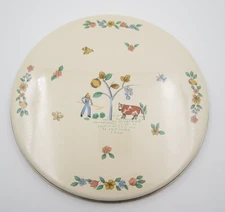 Vtg Farmer Cow Ceramic Stove Top Burner Cover 9 3/4" (Interior) Made in Korea