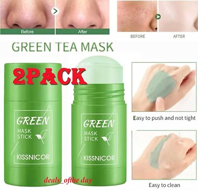 2Pcs Green Tea Pack Stick Facial Cleansing Oil Acne Blackhead Control Deep Clean